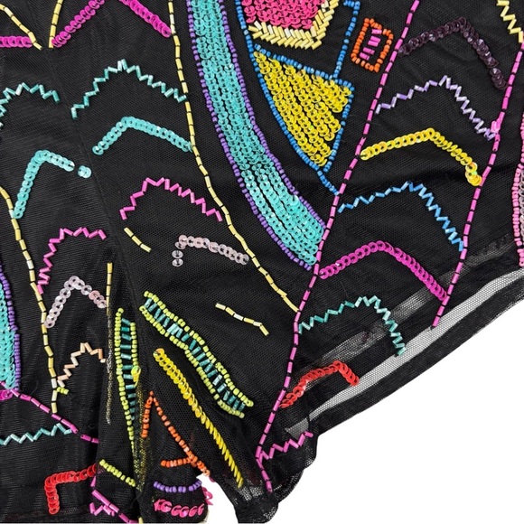 ASOS NEON BEAD EMBELLISHED ART DECO GEOMETRIC ONE SHOULDER PARTY ROMPER JUMPSUIT - Picture 12 of 16